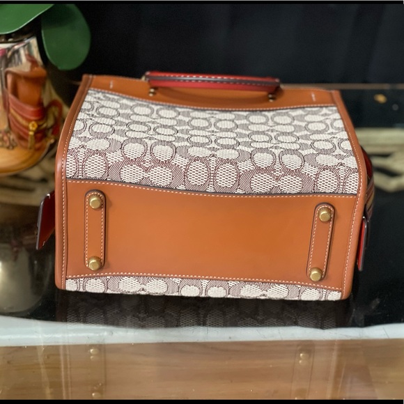 COACH Rogue 25 Cocoa Textile Jacquard Embroidered Elephant Motif Leather - Picture 11 of 11